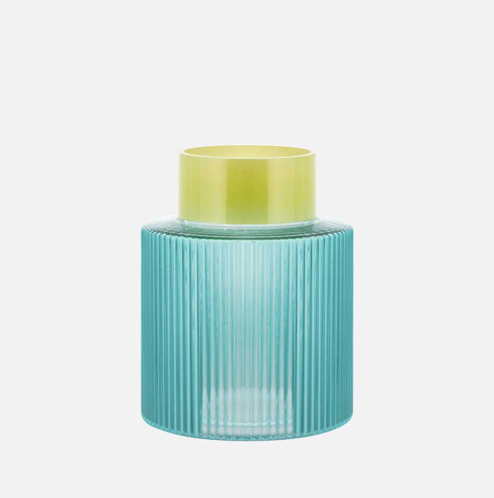 Glasvase Groove lime, türkis