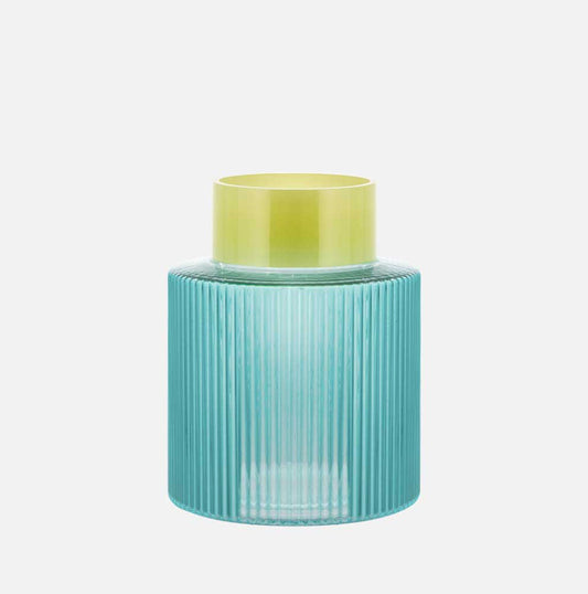 Glasvase Groove lime, türkis